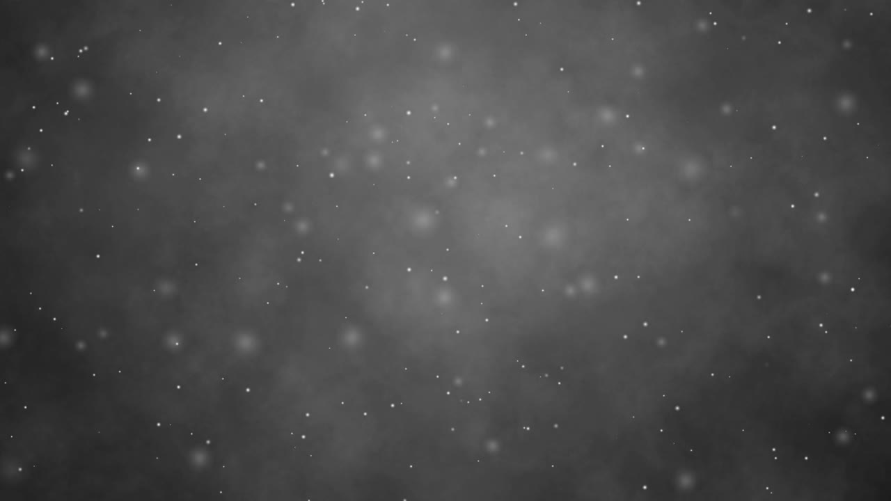 loopable abstract animation of light, fine particles against a misty, dark gray smoke background, moody, atmospheric bokeh texture