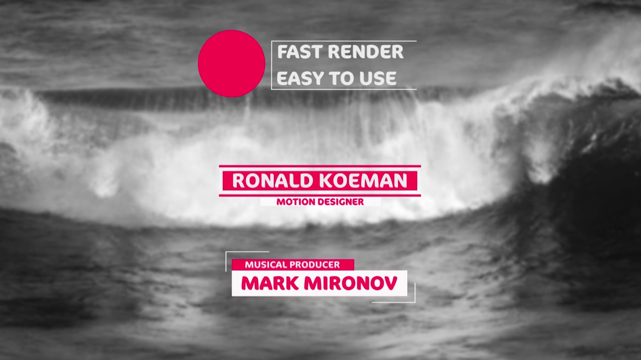 Minimalist Motion Graphics Titles Over Black and White Ocean Wave