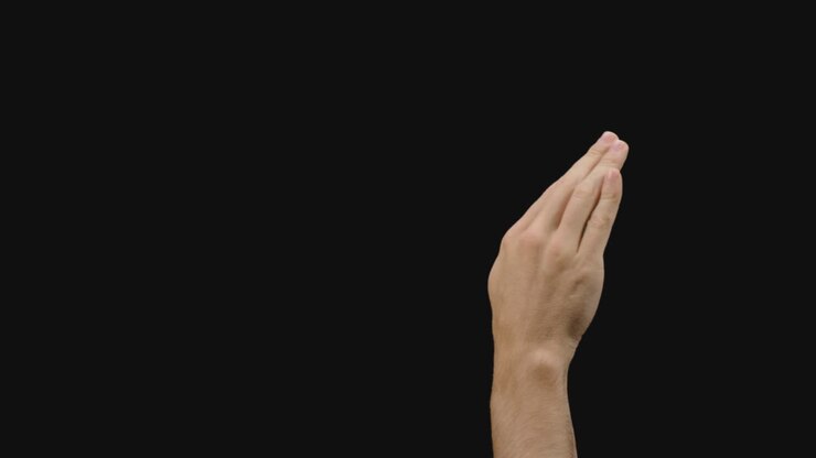 Set of 10 different pre keyed chroma key transparent full hand swipe gestures fast and slow on greenscreen
