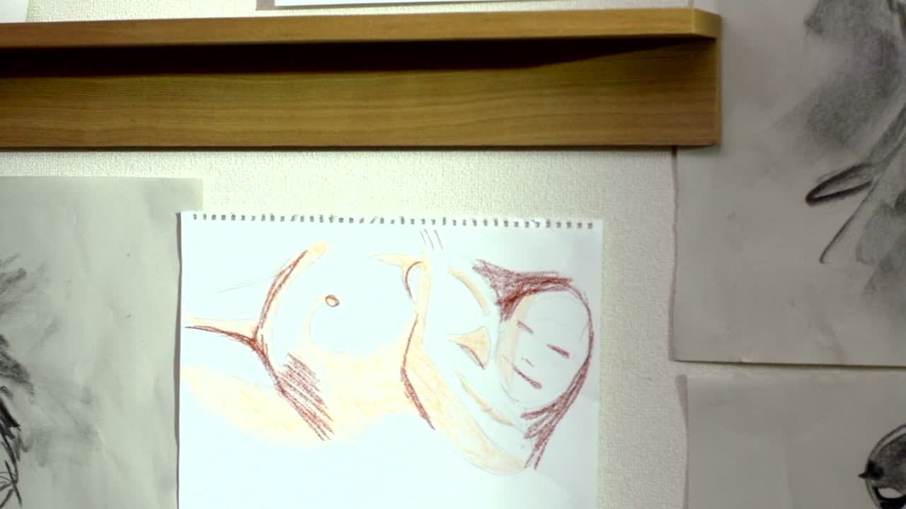 panorámica de dibujos a mano alzada en la pared