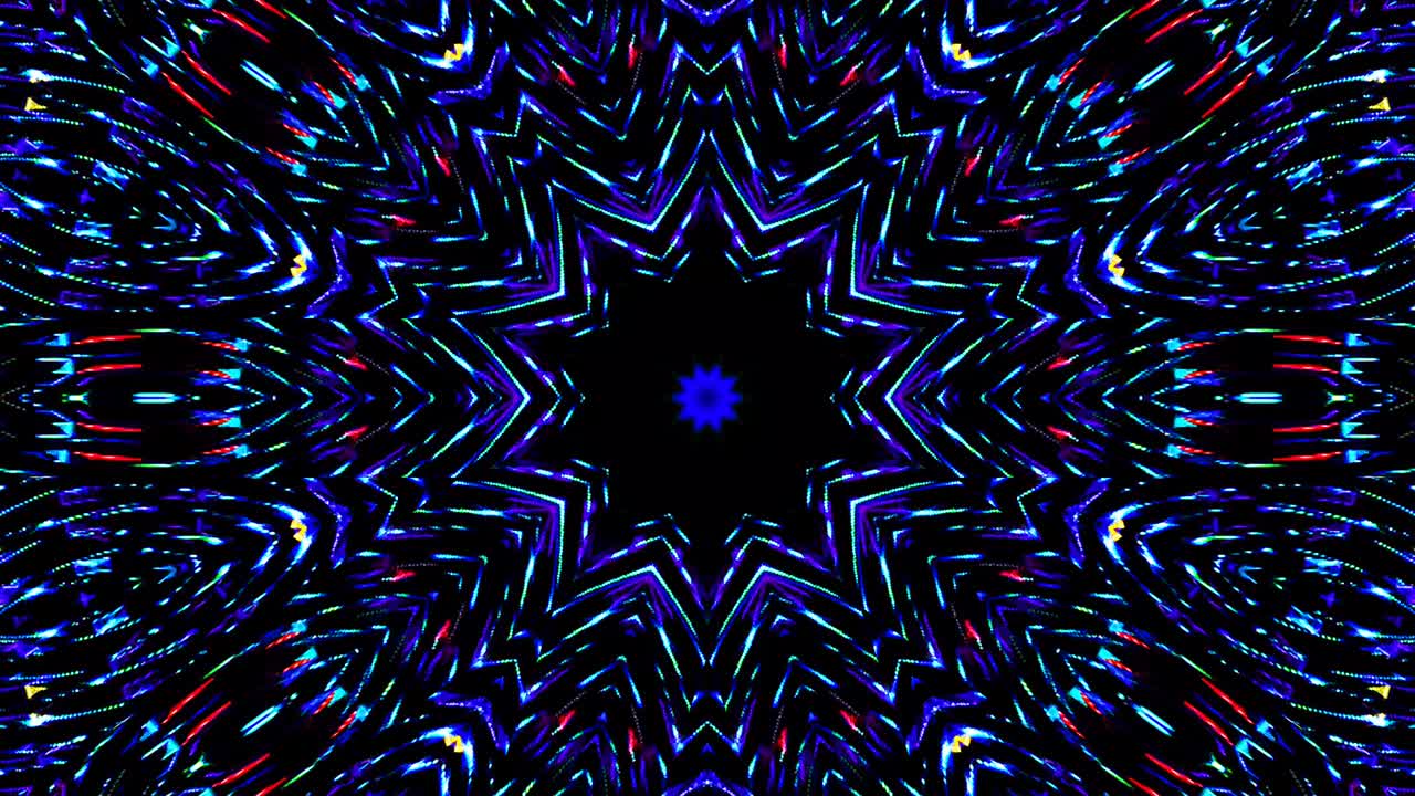hermoso caleidoscopio abstracto que brilla, una luz radiante que regula los movimientos sutiles