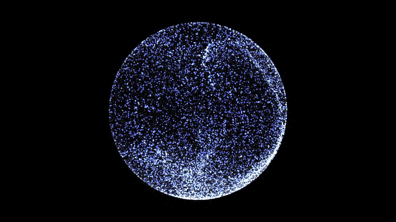 검은 바탕에 구를 형성하는 조명 점.