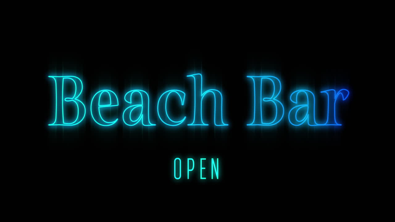 bar de playa azul emergente cartel de neón