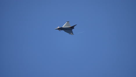 military jet fighter banking in flight with engine heat distortion filmed in slow motion