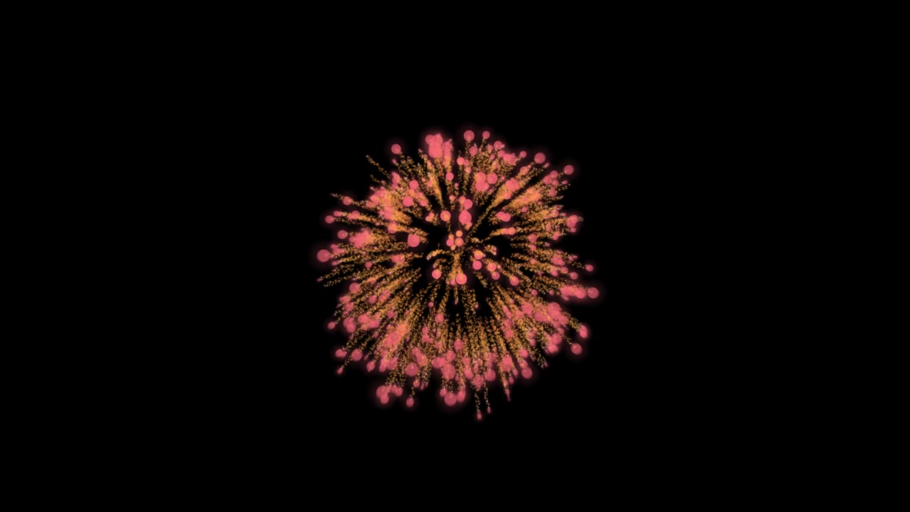 Fuochi d'artificio animati per una celebrazione o una percentuale. Bellissimo spettacolo di fuochi d'artificio isolato su nero.