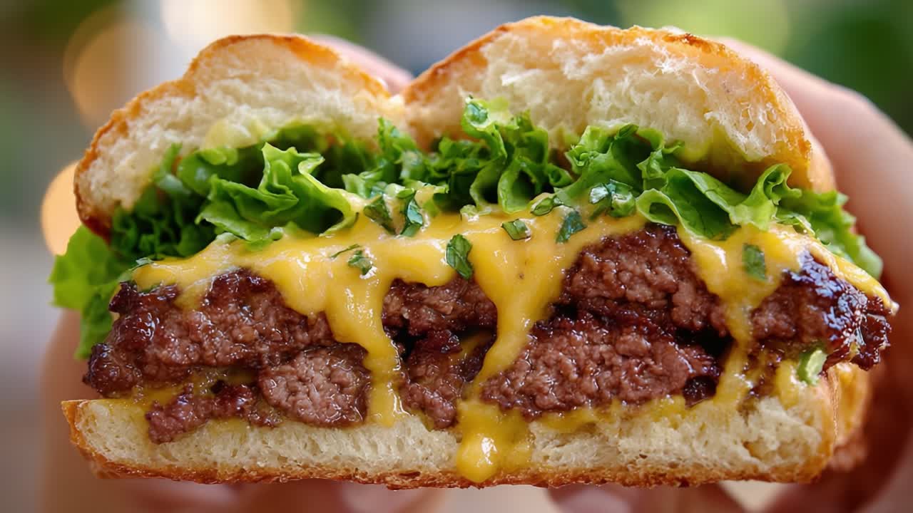 A Deliciously Juicy Cheeseburger with Fresh Lettuce and Melted Cheese, Perfectly Grilled and Ready to Satisfy Your Hunger in Every Bite