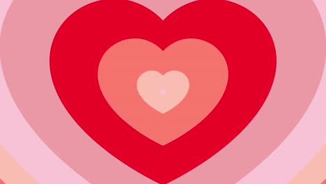 decoración de vacaciones simple con rosas, rojas y marrones formas de corazón de zoom. fondo de animación de bucle gráfico de movimiento mínimo