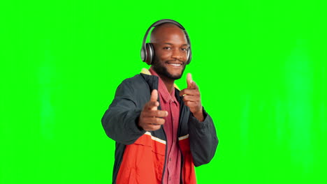 Dance,-green-screen-or-pointing-black-man-happy