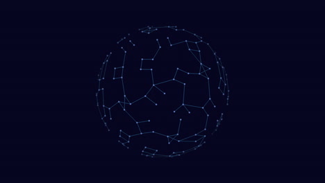 futuristic geometric sphere with neon dots on black gradient