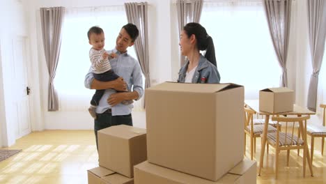 happy family in new home
