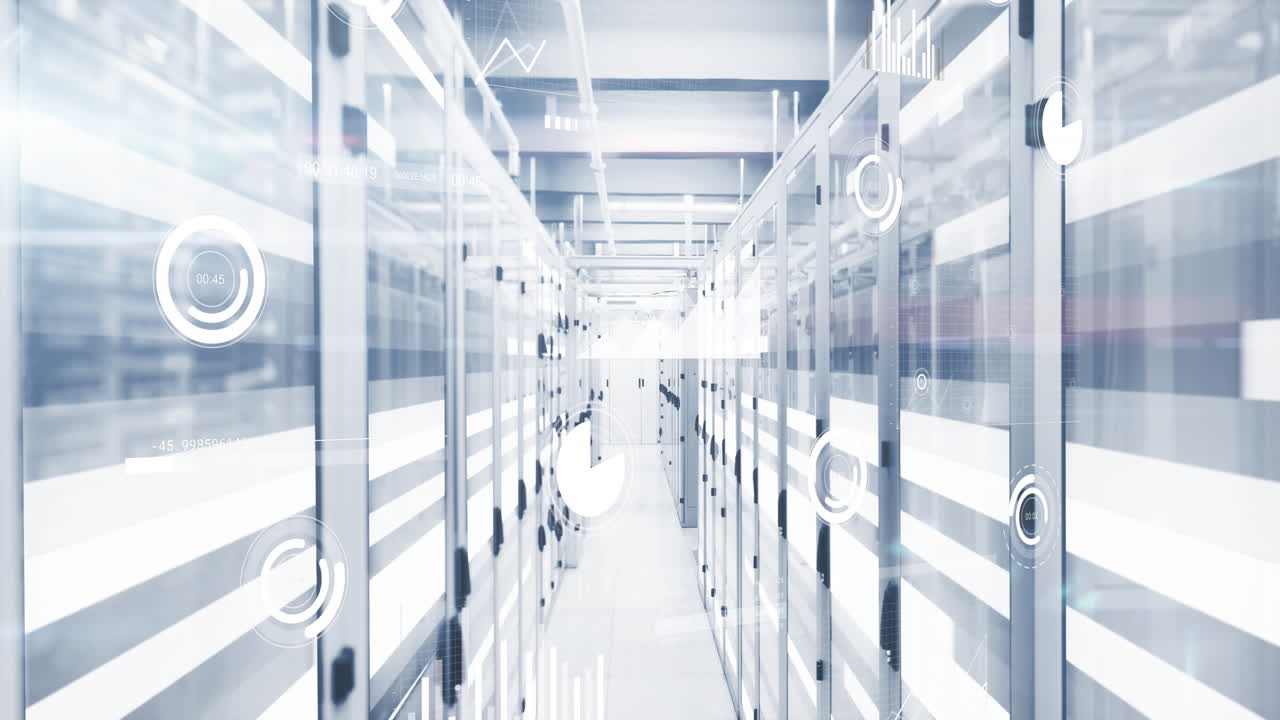 컴퓨터 서버를 통해 데이터 처리의 애니메이션