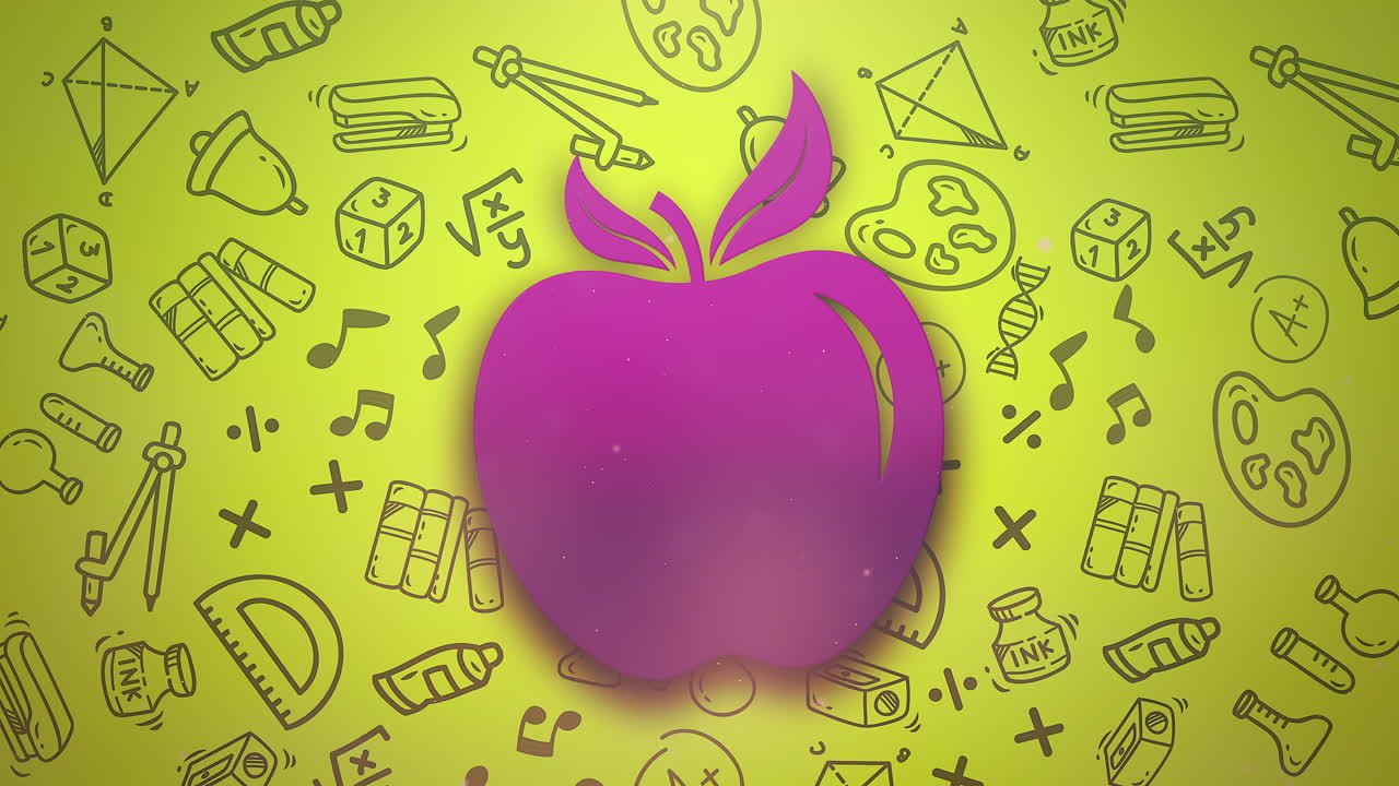사과 1 학교 요소 교육 배경의 근접 촬영 동작