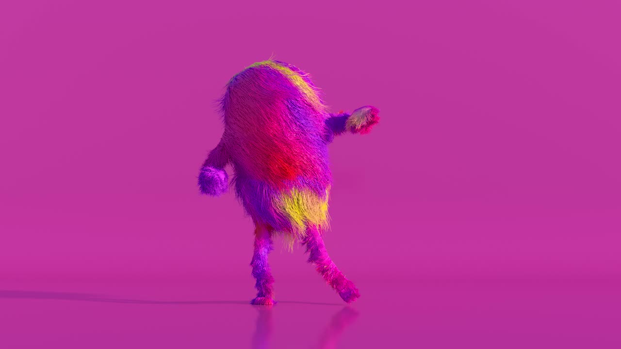 el monstruo peludo y colorido que baila
