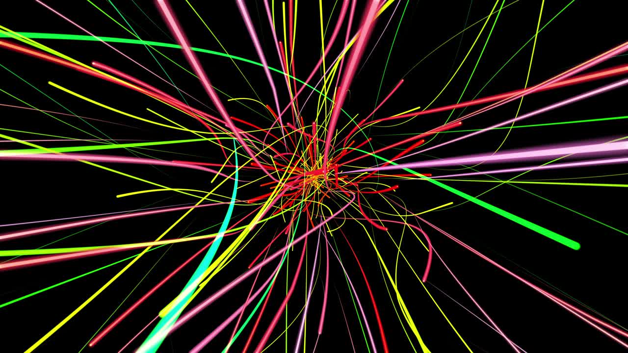 Exibição de feixes de luz laser neon multicoloridos