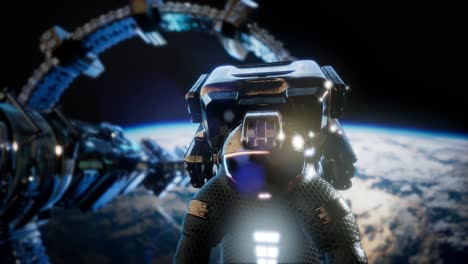 astronauta y la estación espacial internacional