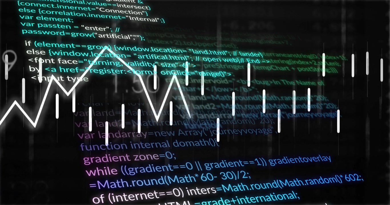 Polyline appearing starting bar meter tracing waveform code scrolling numbers fading showing data