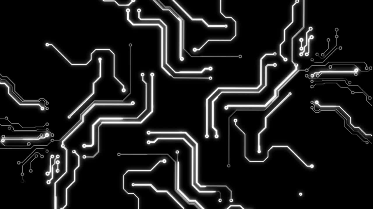 circuitos de cpu y otros procesadores, volando sobre placas de circuitos futuristas imágenes de animación de circuitos, animación de circuito de tecnología