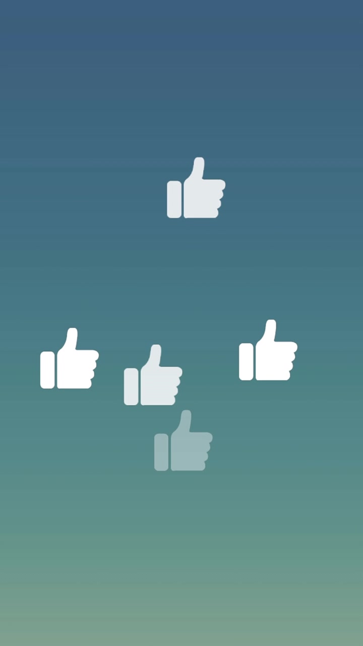 Animation of thumbs up like icons over green background