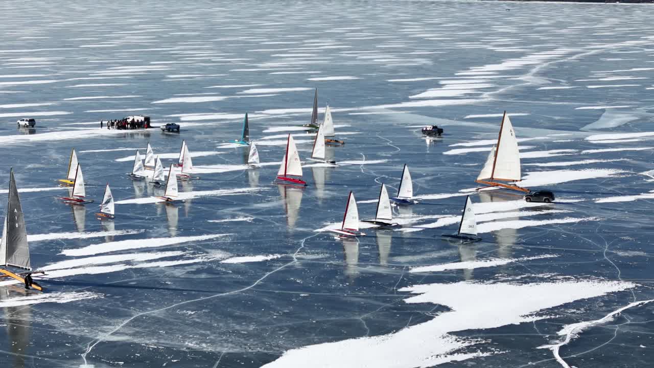 In the winter months, Competitive Ice Boating takes place on Lake Winnebago north of Fond du Lac, WI.