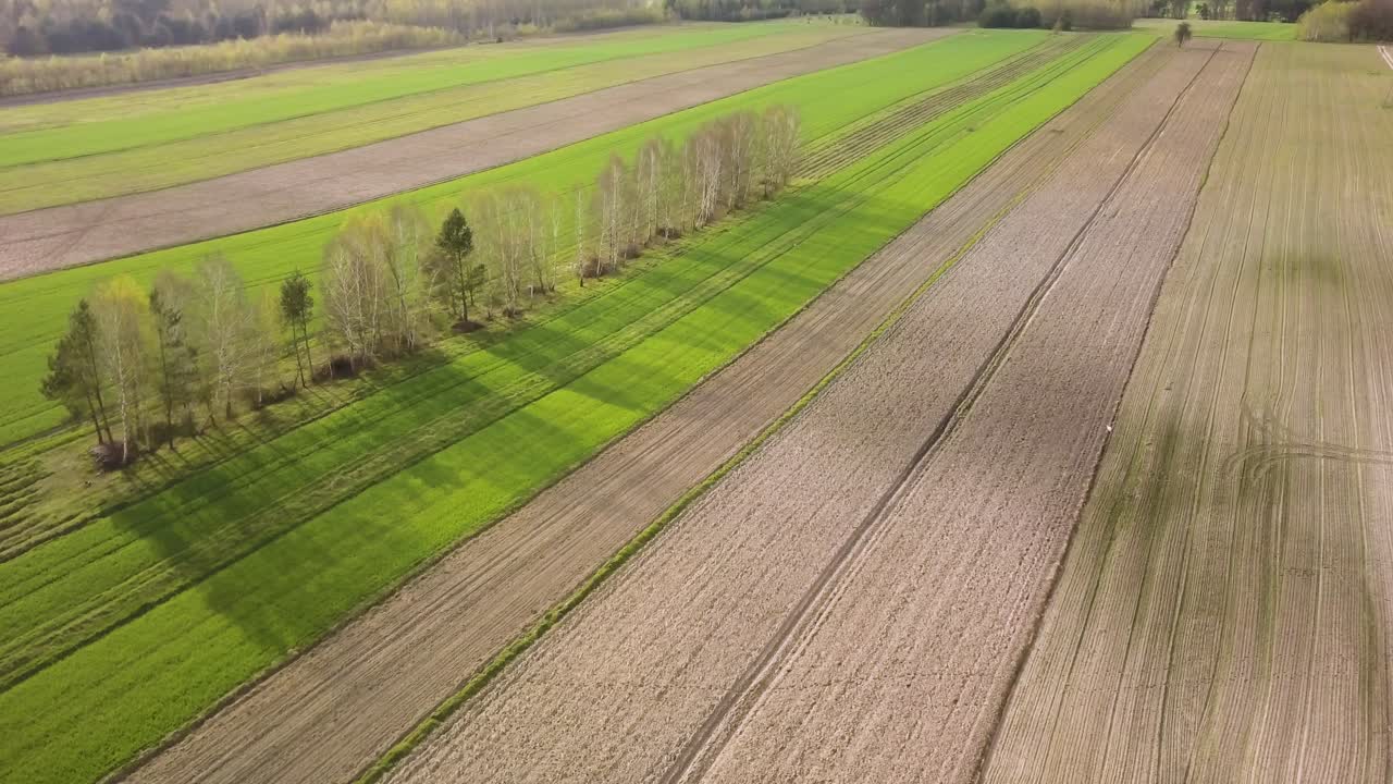 Luftaufnahme von gepflügtem Ackerland, landwirtschaftliches Feld, Lebensmittelkrise, Konzept der Nahrungsmittelproduktion