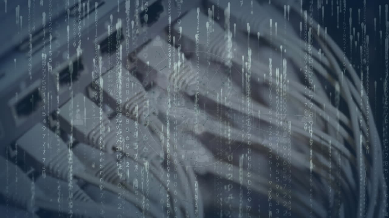 animación de la codificación binaria y las moléculas a través del servidor