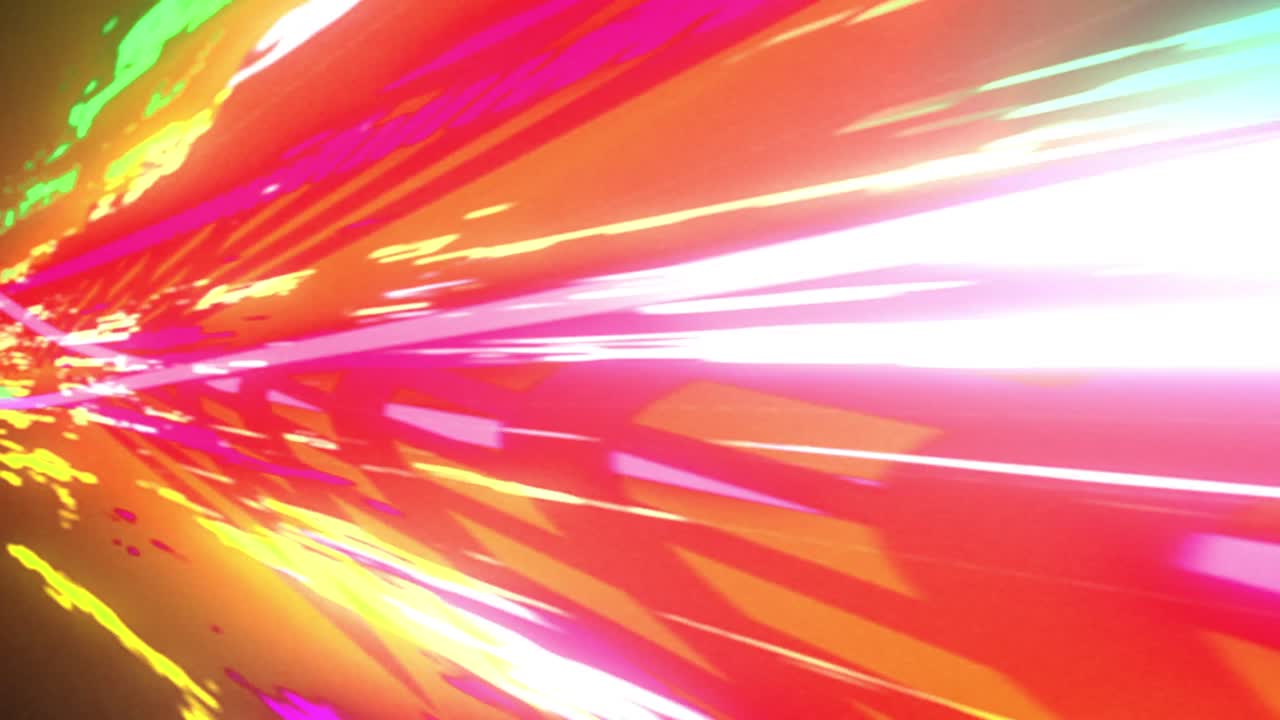 Animation of colourful tunnel moving over black background