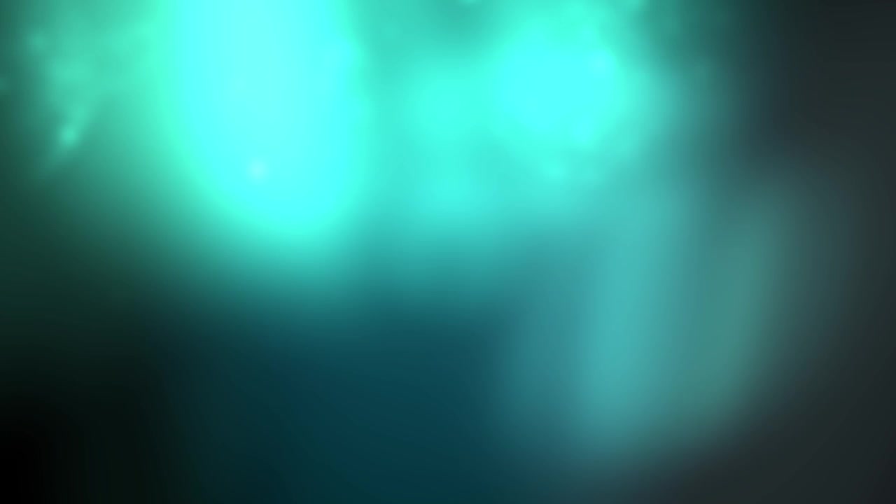 Dynamic Abstract Background with Teal and Green Light Blurs and Particles
