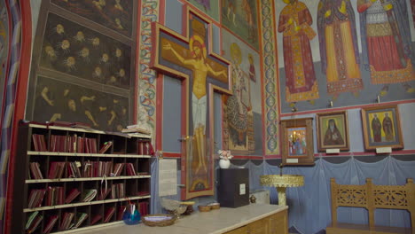 a 12th-century georgian orthodox church, views from inside the lurji monastery, or "blue church", in tbilisi georgia