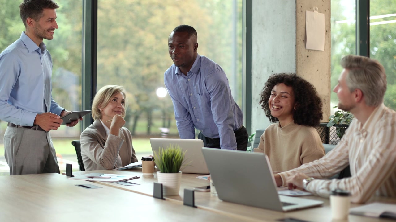 Diverse Business Team Collaborating in a Modern Office Meeting