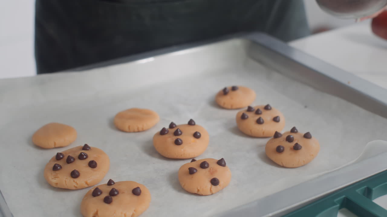 Unrecognizable Woman Adding Chocolate Chips to Cookies before Baking