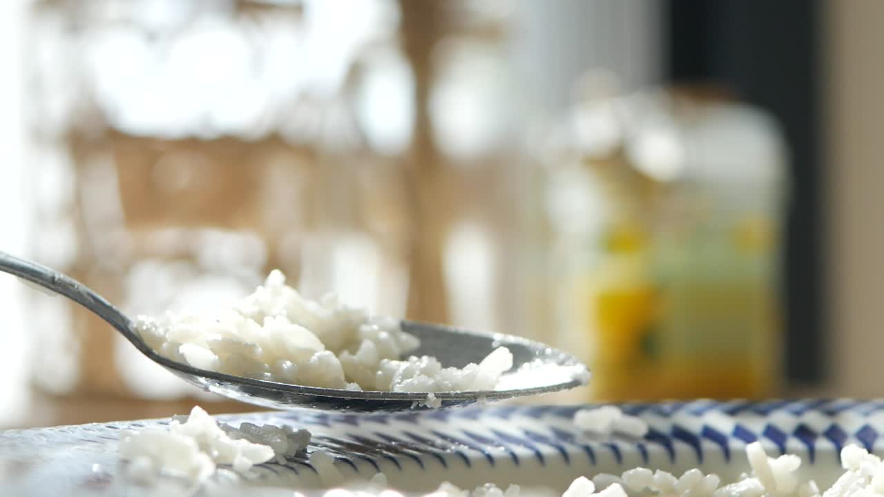 Close-up of Rice on a Spoon