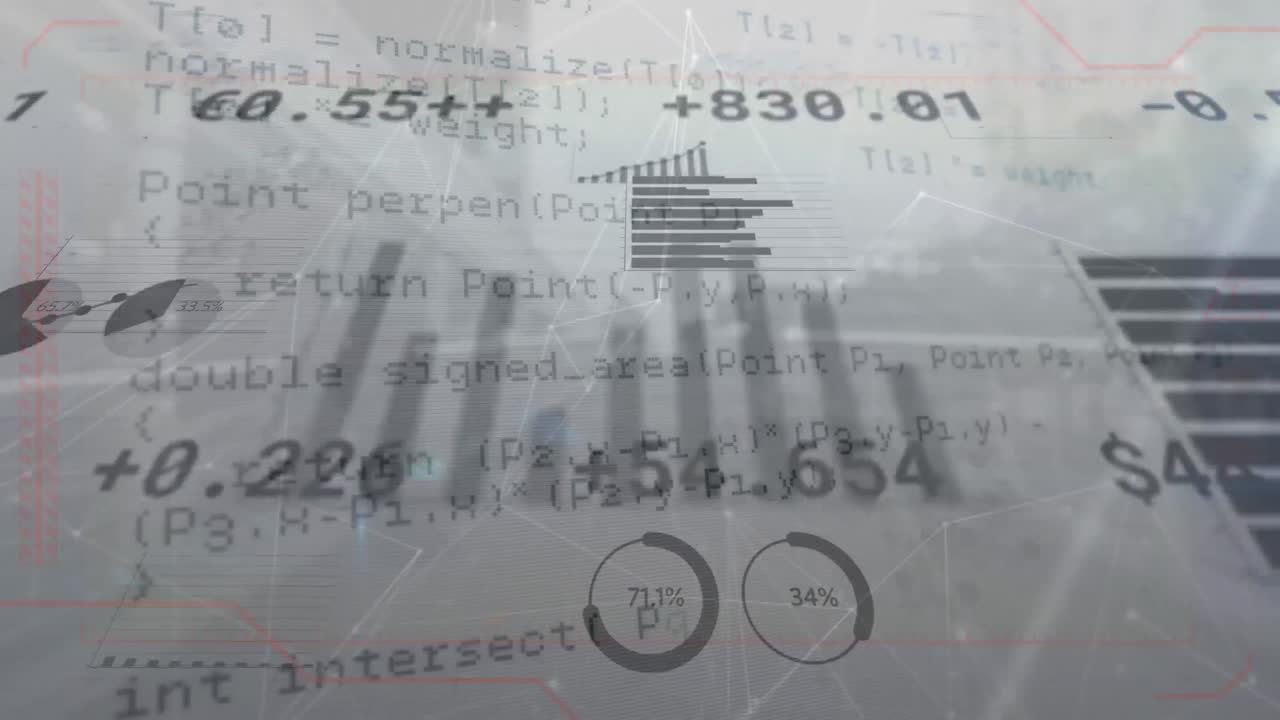 Animation of connections, data processing over numbers
