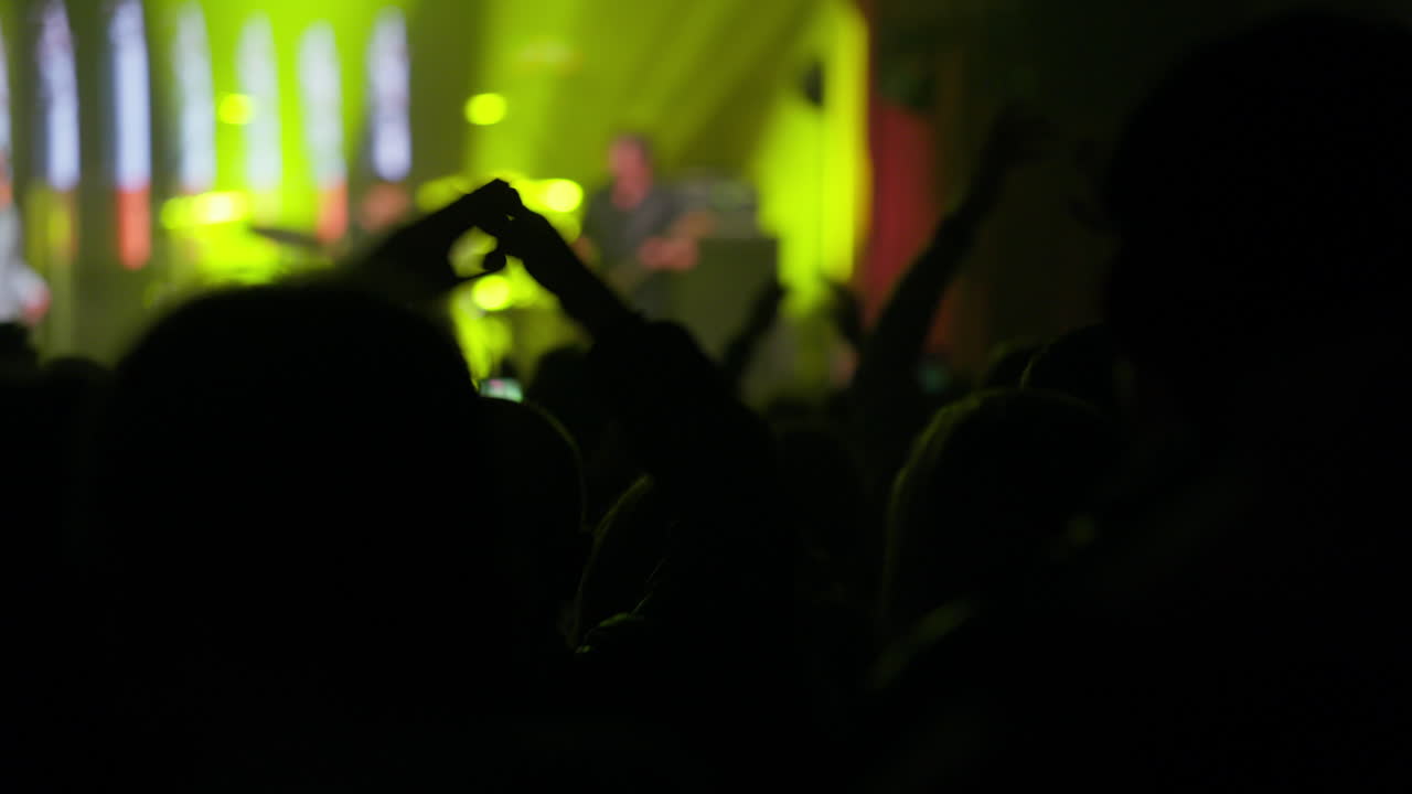 Sagome di persone che applaudono e acclamano a un concerto dal vivo
