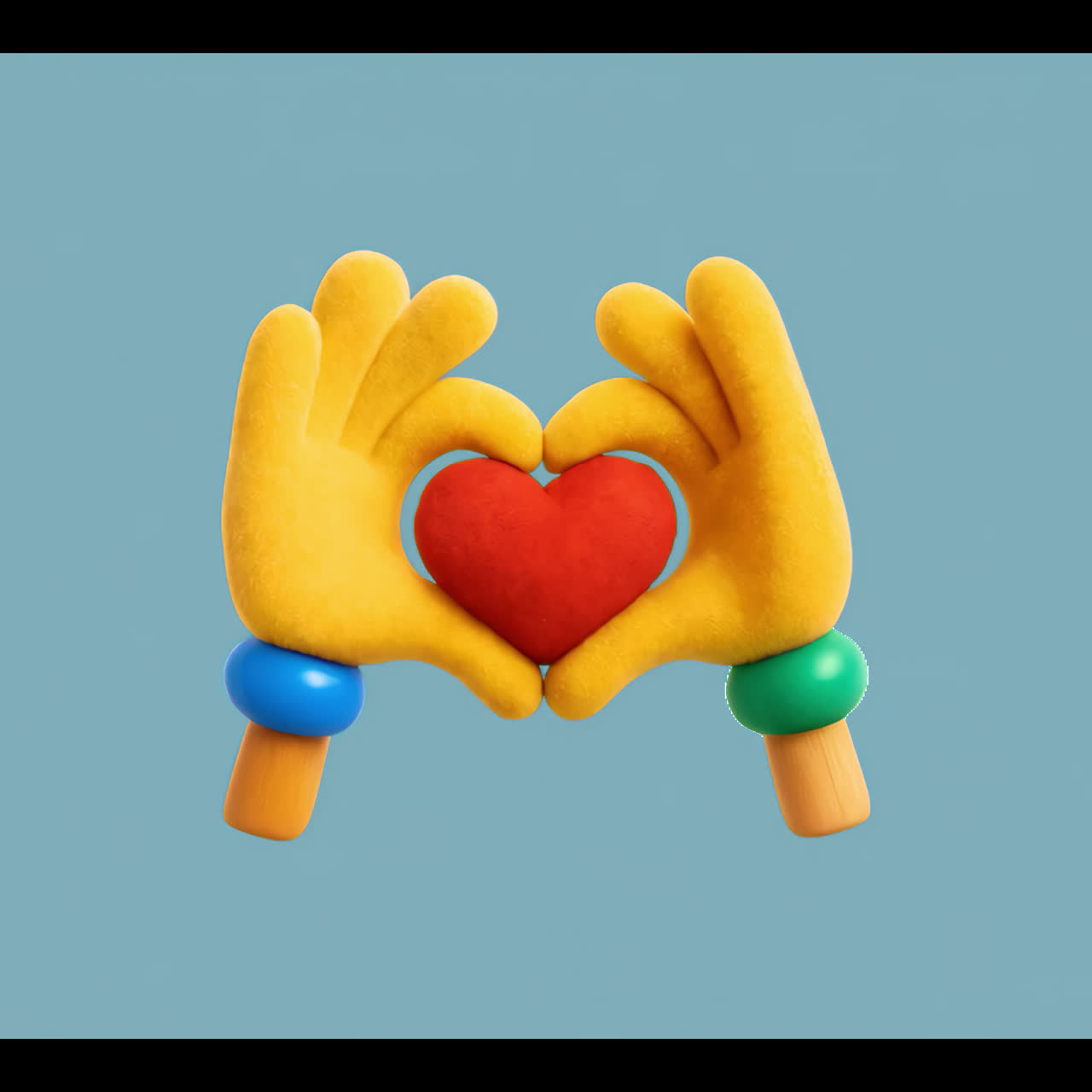 Playful hands heart symbol animation isolated asset, transparent 4K video, alpha channel, ProRes