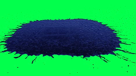 blue ink splash on green screen