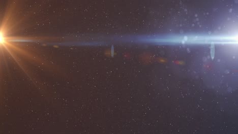 digital animation of spot of light and white particles against copy space on black background