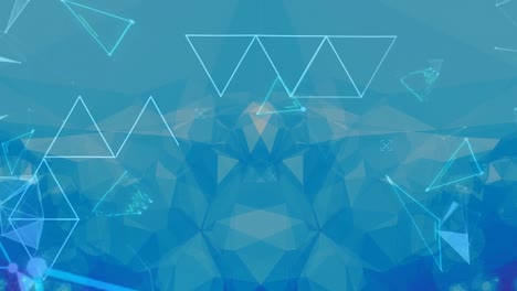 Animation-of-blue-shapes-moving-on-blue-background