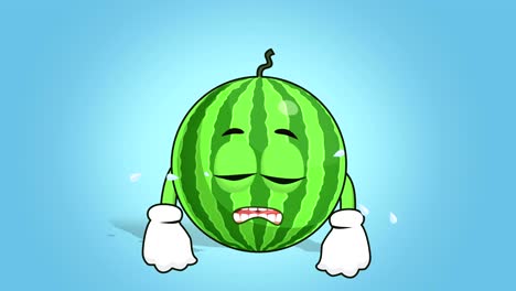 cartoon watermelon face animation cry with luma matte