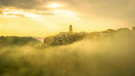 time lapse of pitigliano old town in italy