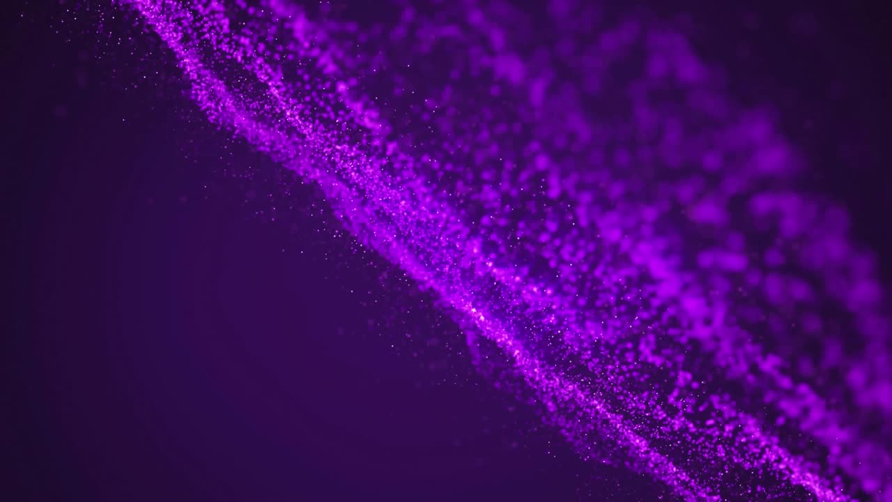 Animatie van paarse, bewegende, gloeiende golf op zwarte achtergrond
