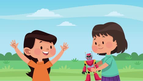 niñas lindas jugando con juguetes