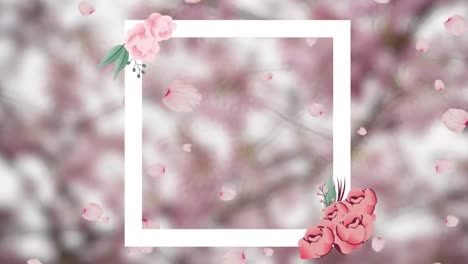 Animation-of-frame-with-flower-over-pink-background