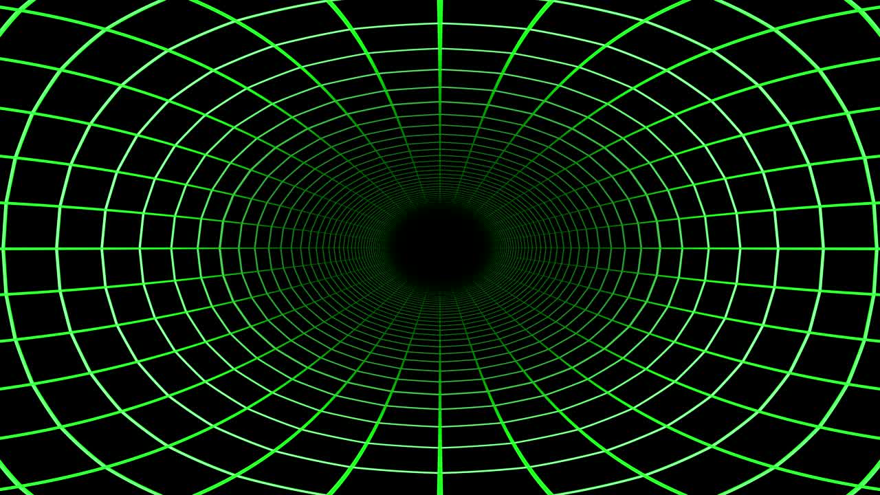 el túnel de wireframe verde.