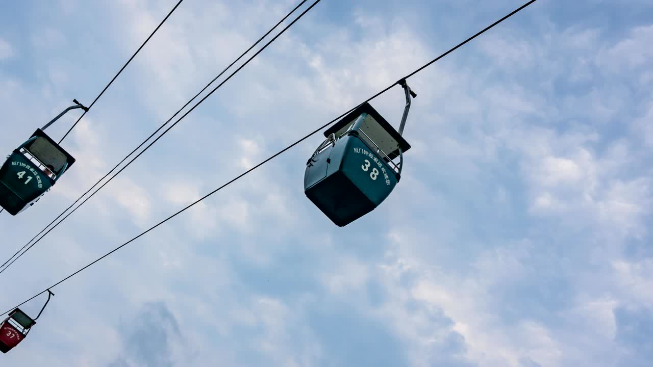 timelapse, funivia di zhonggu con sfondo cielo blu