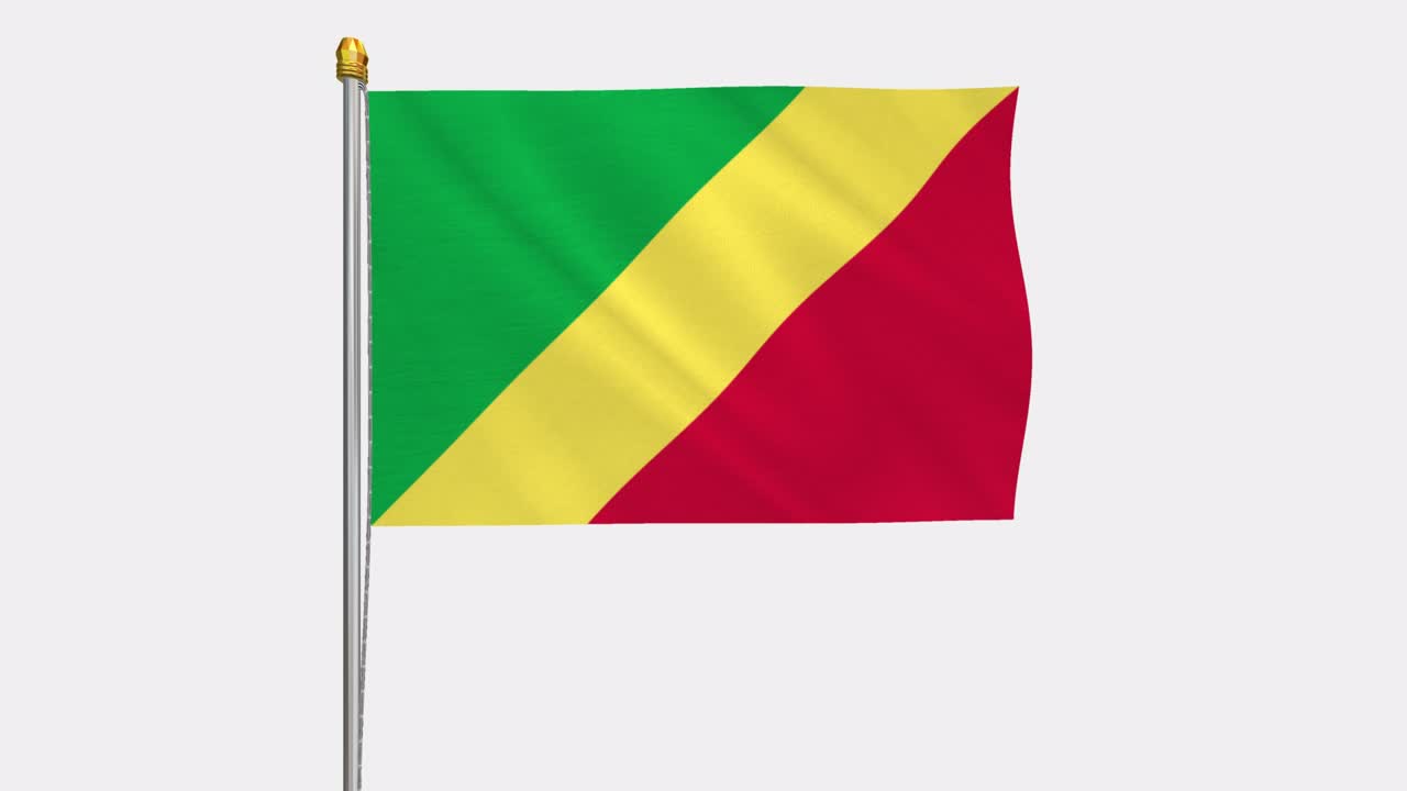 vídeo en bucle de la bandera de la república del congo revoloteando en el viento, vídeo en cámara lenta de 4k, con canal alfa