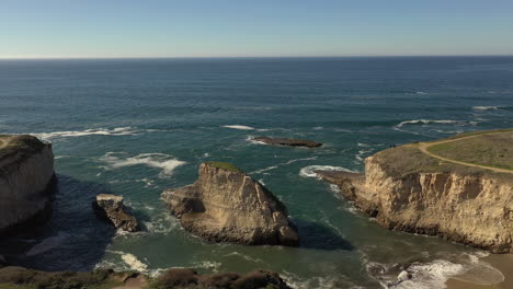 shark fin cove in davenport, california, aerial view