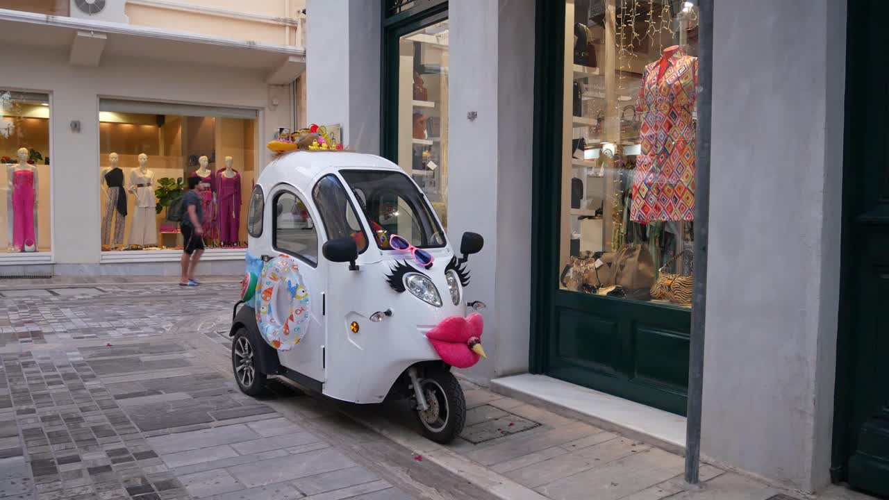Decorated Microcar used to advert a shop