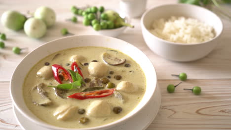 green curry with fish ball - asian food style