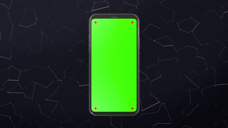 teléfono móvil pantalla verde encendiendo neón ciencia ficción tecnología de fondo