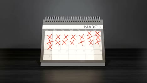 días marcados en el calendario mensual en el calendario del año de escritorio.